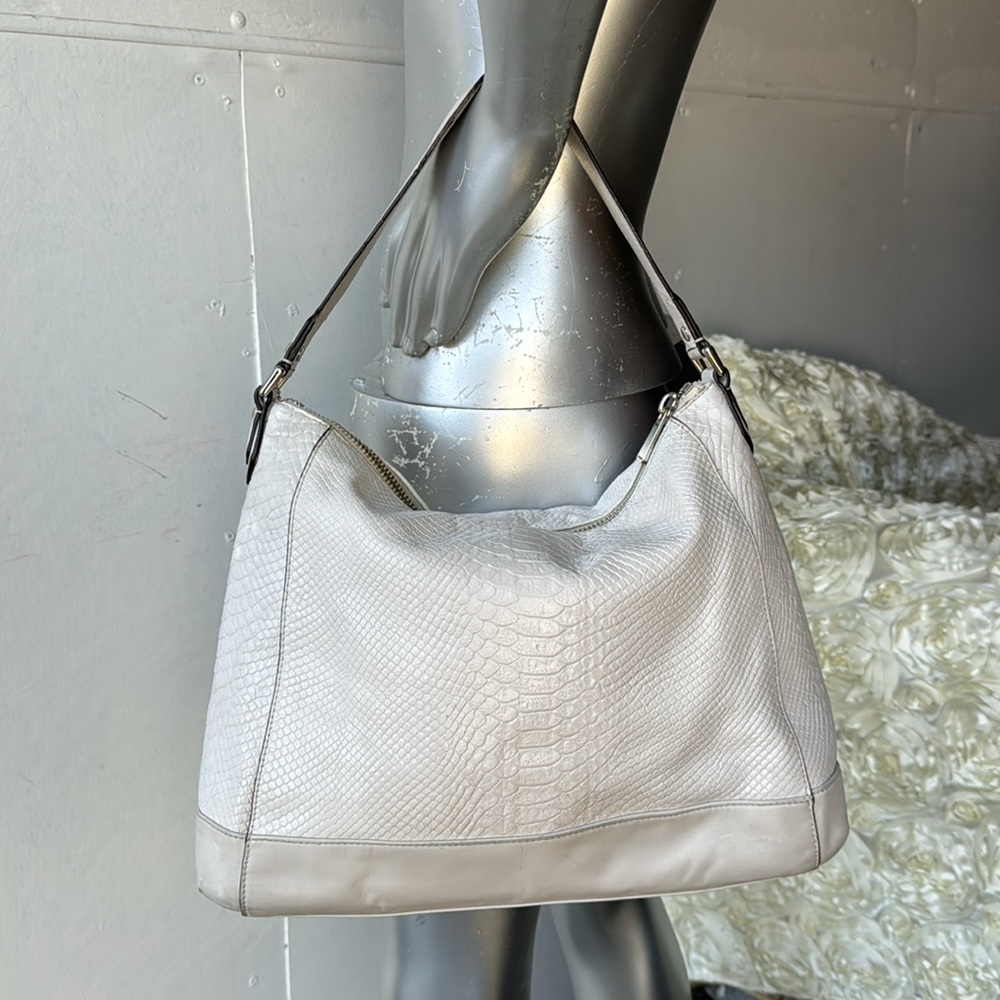 Authentic: Coach Python Embossed Ivory Leather Ho… - image 2